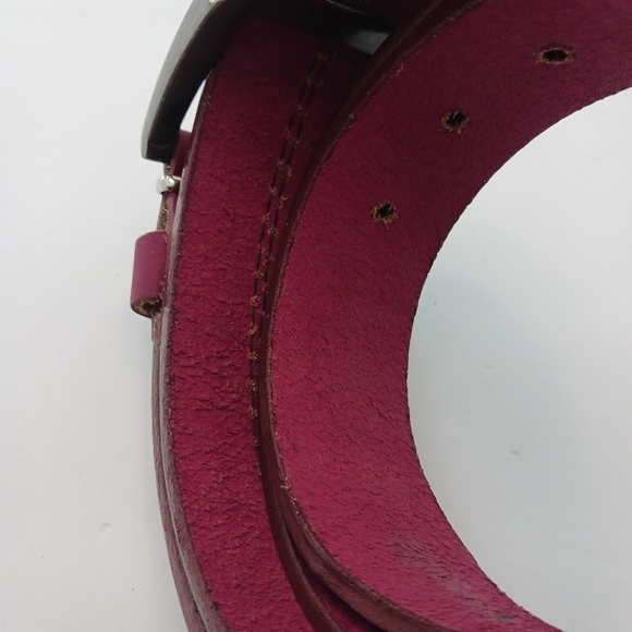 Mens Leather Belt Casual Burgundy Medium/ Large - Picture 5 of 5